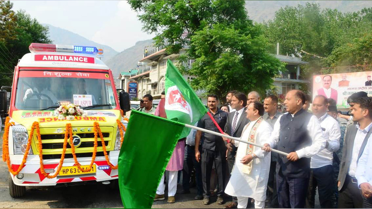 Jagat Prakash Nadda, BJP President, BJP, Bharatiya Janata Party, Jai Ram Thakur, Himachal Pradesh, Himachal, BJP Himachal, Chief Minister of Himachal Pradesh , BJP Himachal Pradesh, Bhuntar, Kullu, National Ambulance Service, Hemraj Bairwa