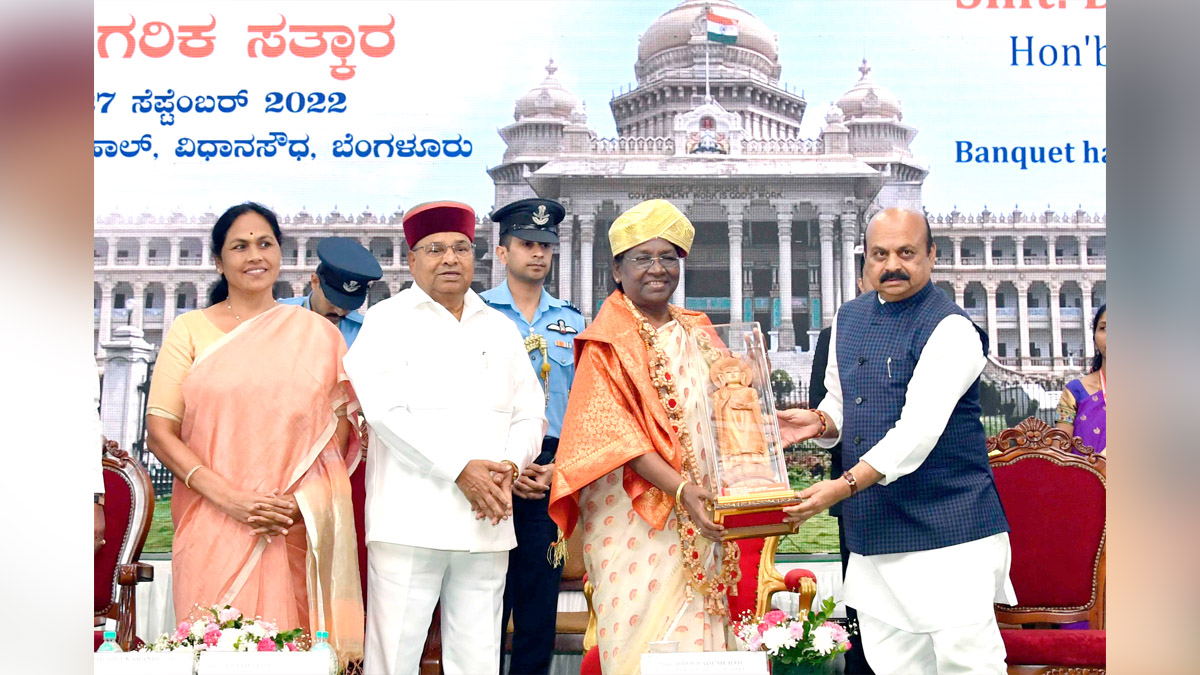 Droupadi Murmu, President Of India, Bhartiya Janta Party, BJP, Droupadi Murmu News, Bengaluru, Basavaraj Bommai, Thaawar Chand Gehlot, Karnataka