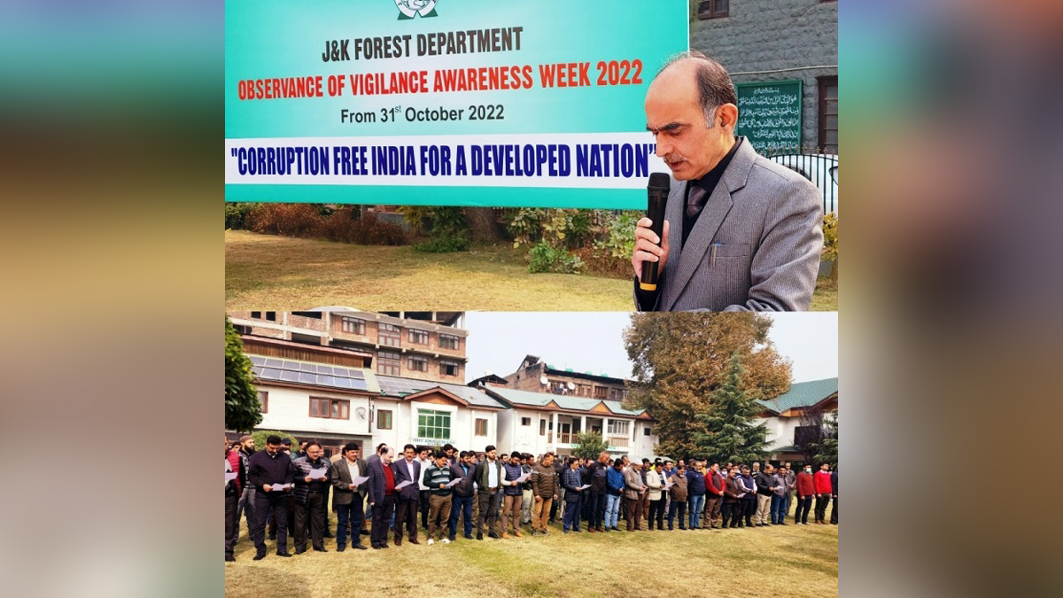 Srinagar, Dr. Mohit Gera, Principal Chief Conservator of Forests & HoFF, Jammu and Kashmir Forest Department, Vigilance Awareness Week, Vigilance Awareness Week 2022, Jammu And Kashmir, Jammu & Kashmir
