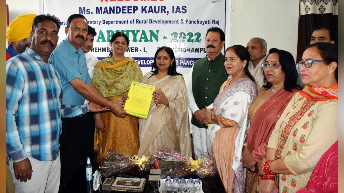 Udhampur, Mandeep Kaur, Commissioner Secretary Rural Development Department and Panchayati Raj, Srinagar, Jammu, Kashmir, Jammu And Kashmir, Jammu & Kashmir
