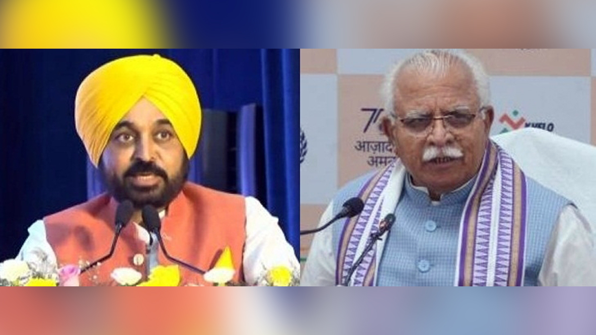 Bhagwant Mann, AAP, Aam Aadmi Party, Aam Aadmi Party Punjab, AAP Punjab, Punjab, Chief Minister Of Punjab, Manohar Lal Khattar, Haryana, Bharatiya Janata Party, BJP, Haryana Chief Minister, Chief Minister of Haryana, Sutlej Yamuna Link, SYL, SYL Canal Issue