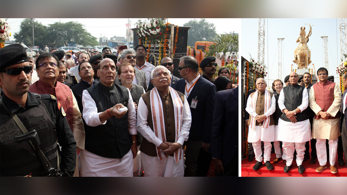 Rajnath Singh, Union Defence Minister, Defence Minister of India, Manohar Lal Khattar, Haryana, Bharatiya Janata Party, BJP, Haryana Chief Minister, Chief Minister of Haryana, Jhajjar