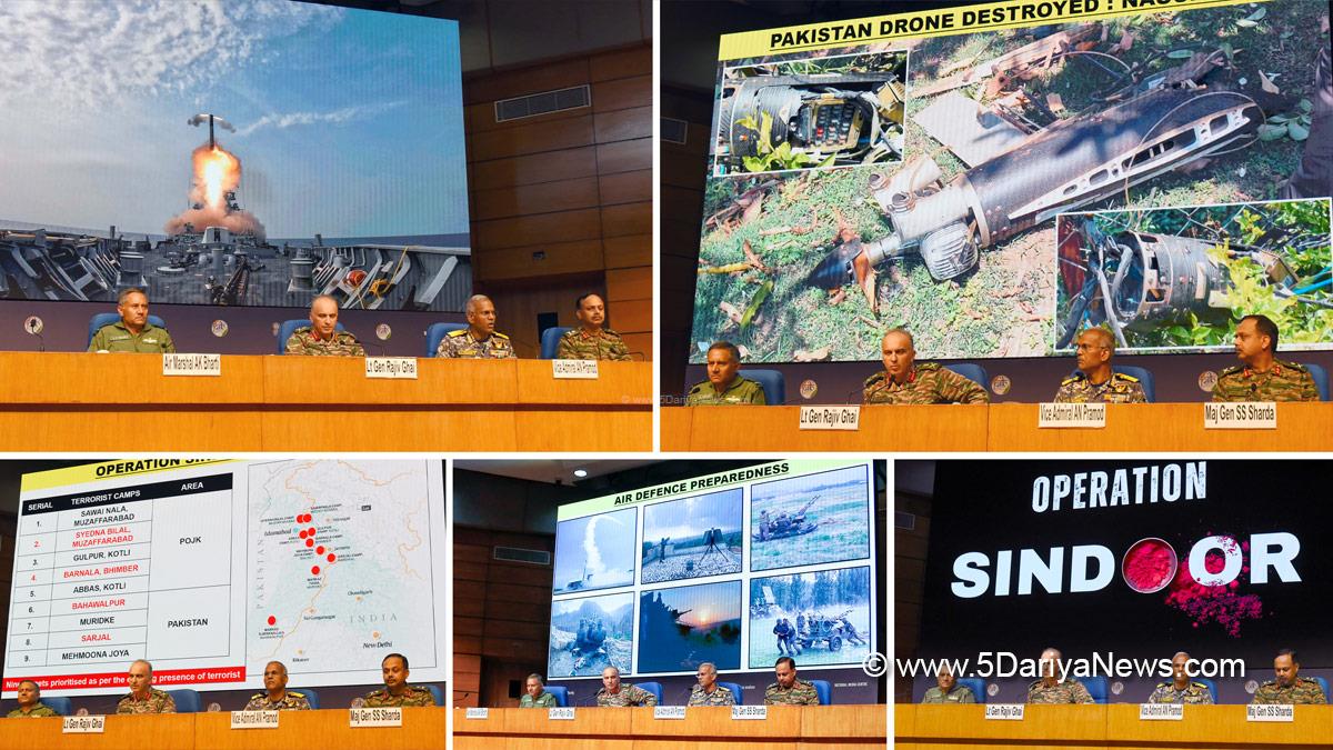 Military, Operation Sindoor, Border Security Force, BSF, India Pakistan Conflict, Pakistan Drone Attack, Indian Army Response, Line of Control, LoC, Indian Air Defence, Pakistan Missile Strike, Indo Pak Border Tensions, Director General of Military Operations, DGMO, Lt Gen Rajiv Ghai, Air Marshal AK Bharti, Vice Admiral A N Pramod