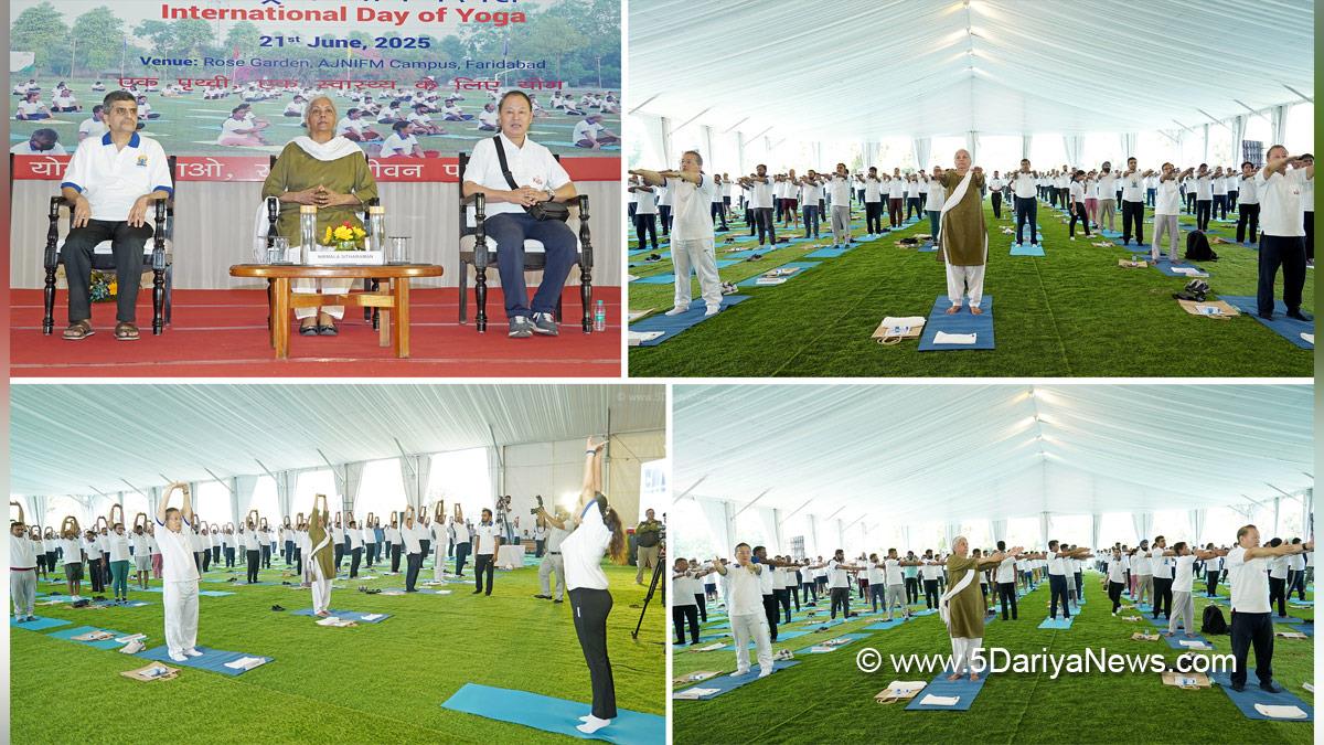 Nirmala Sitharaman, Union Minister for Finance Corporate Affairs, BJP, Bharatiya Janata Party, 11th International Day of Yoga, International Day of Yoga, Yoga Day, International Day of Yoga 2025, AJNIFM Faridabad