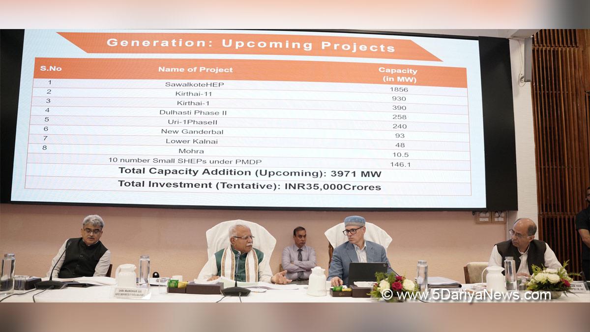 Manohar Lal Khattar, Union Minister of Power and Minister of Housing and Urban Affairs, Ministry of Power and Minister of Housing and Urban Affairs, BJP, Bharatiya Janata Party, Omar Abdullah, Chief Minister of JK, Jammu and Kashmir National Conference, National Conference, Srinagar, Kashmir, Jammu And Kashmir, Jammu, Nasir Aslam Wani, Atal Dulloo