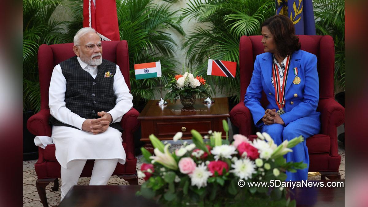 Narendra Modi, Modi, BJP, Bharatiya Janata Party, Prime Minister of India, Prime Minister, Narendra Damodardas Modi, President of Trinidad and Tobago, Christine Carla Kangaloo