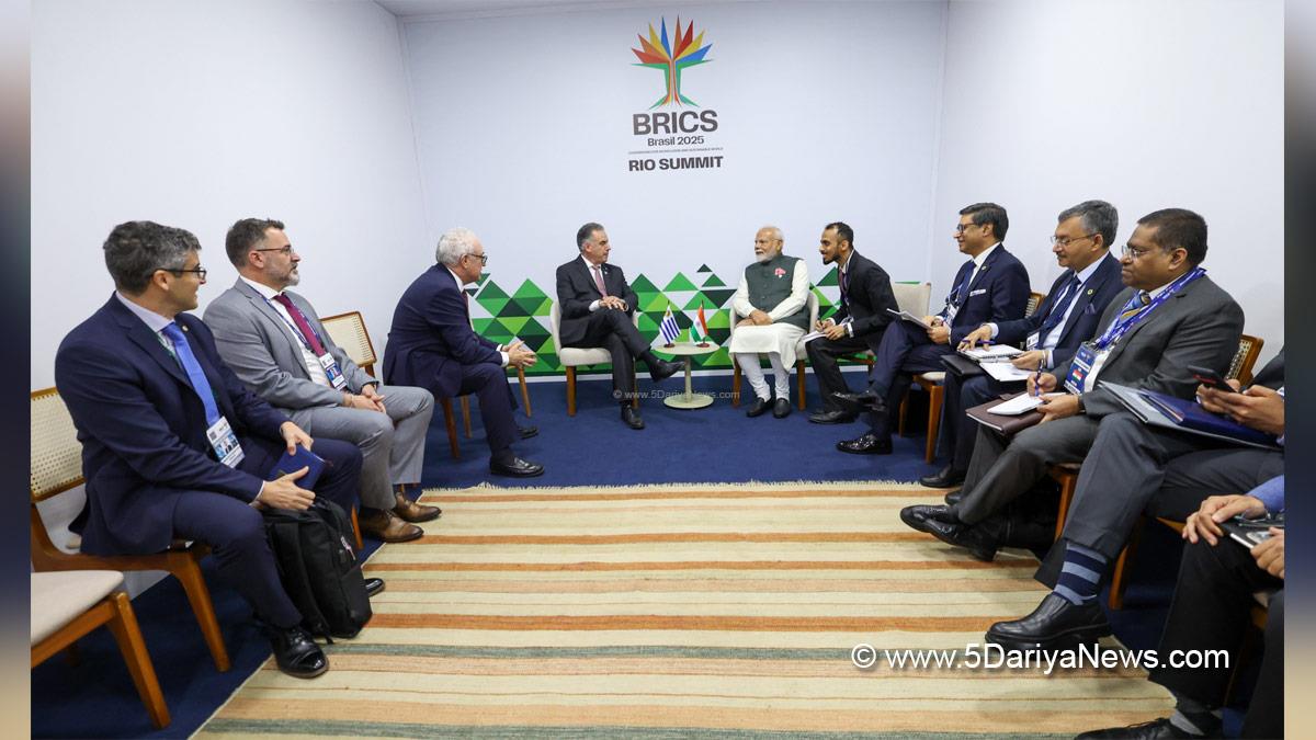 Narendra Modi, Modi, BJP, Bharatiya Janata Party, Prime Minister of India, Prime Minister, Narendra Damodardas Modi, 17th BRICS Summit, Rio de Janeiro, Brazil, President of Uruguay, Yamandu Orsi