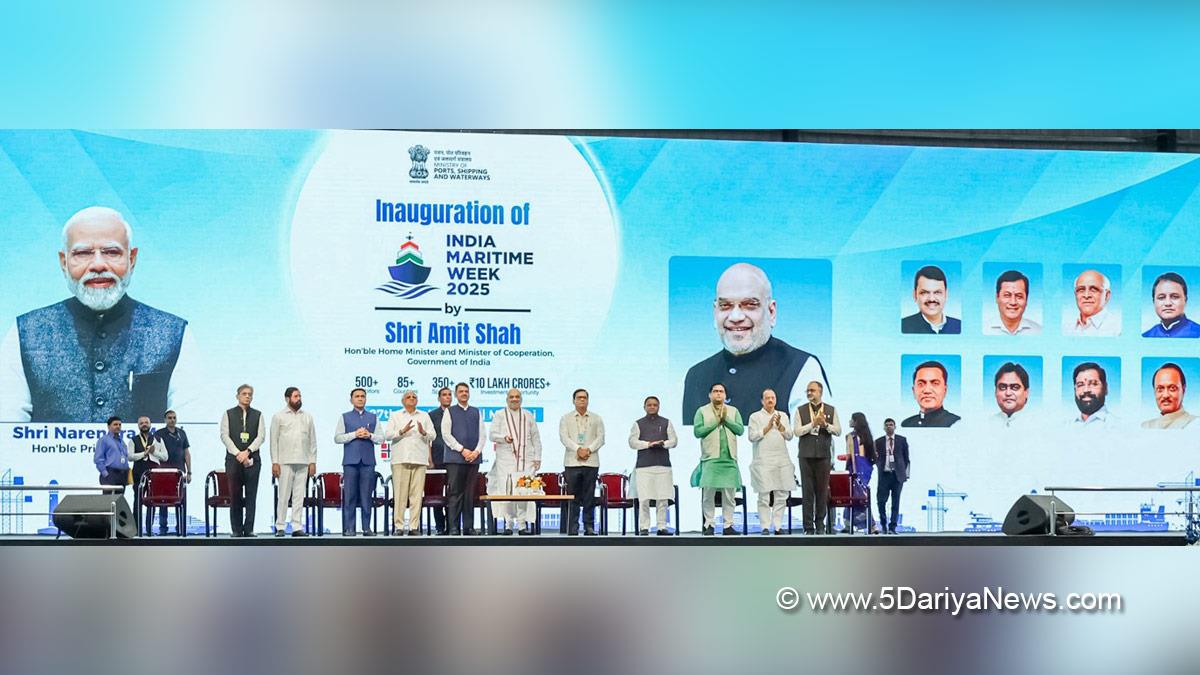 Amit Shah, Union Home Minister, BJP, Bharatiya Janata Party, Minister of Cooperation, Sarbananda Sonowal, Bhupendra Patel, Bhupendrabhai Rajnikantbhai Patel, Devendra Fadnavis, Mohan Charan Majhi, Pramod Sawant, Eknath Shinde, Shantanu Thakur, India Maritime Week 2025