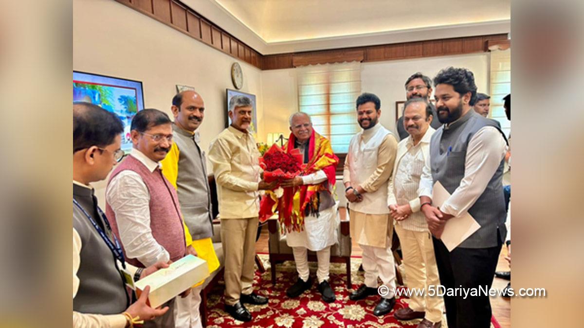 N Chandrababu Naidu, Nara Chandrababu Naidu, Chief Minister of Andhra Pradesh, Andhra Pradesh, Telugu Desam Party, TDP, Manohar Lal Khattar, Kinjarapu Rammohan Naidu, Kinjarapu Ram Mohan Naidu, Ram Mohan Naidu